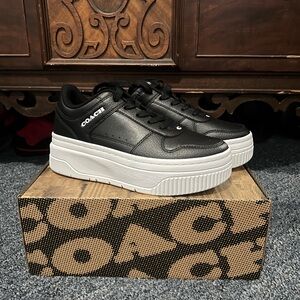 Coach Black and White Leather Sneakers